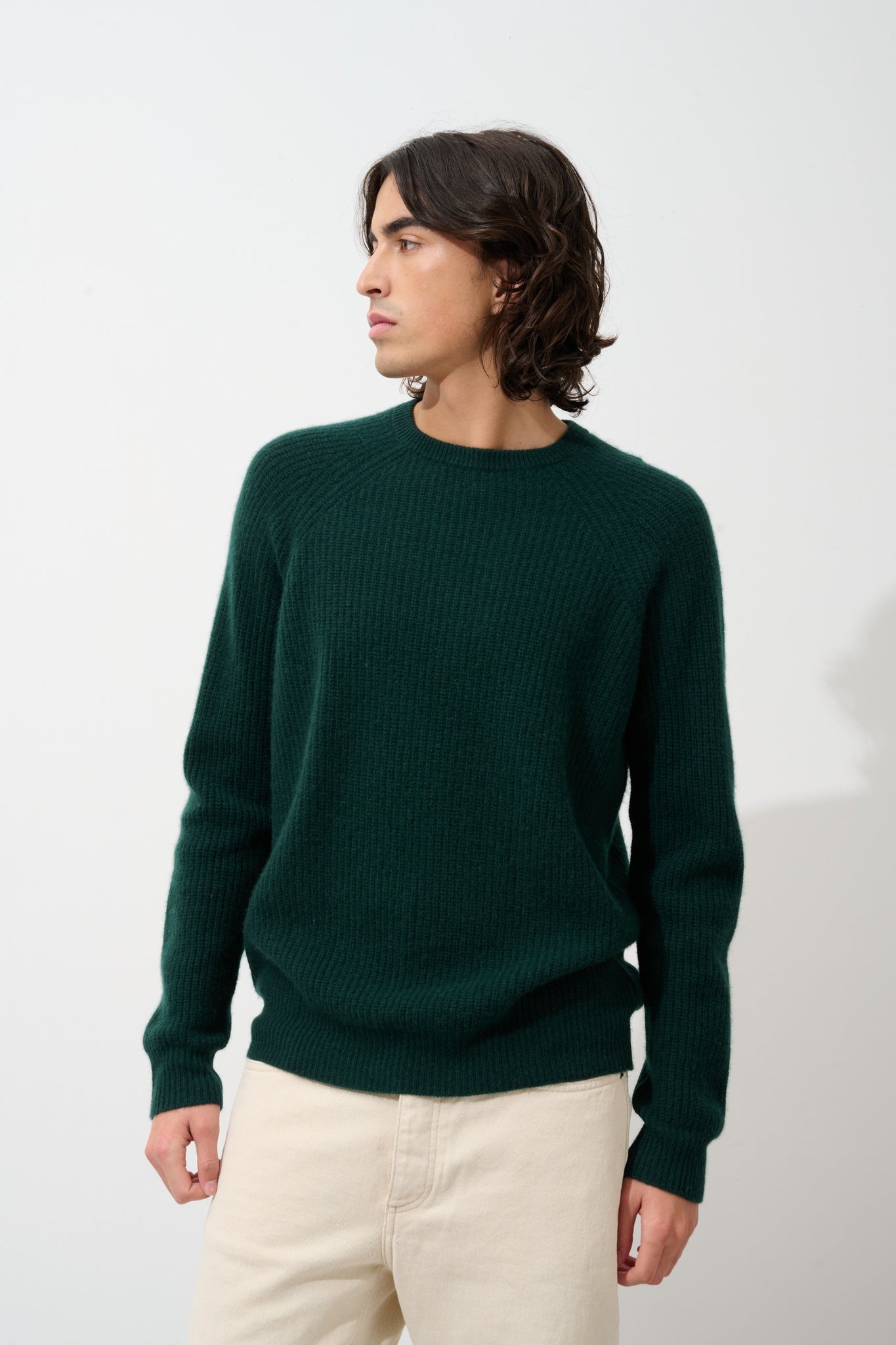 CABANES Pullover mit Rundhalsausschnitt 4 Fäden Zypresse 100% Kaschmir