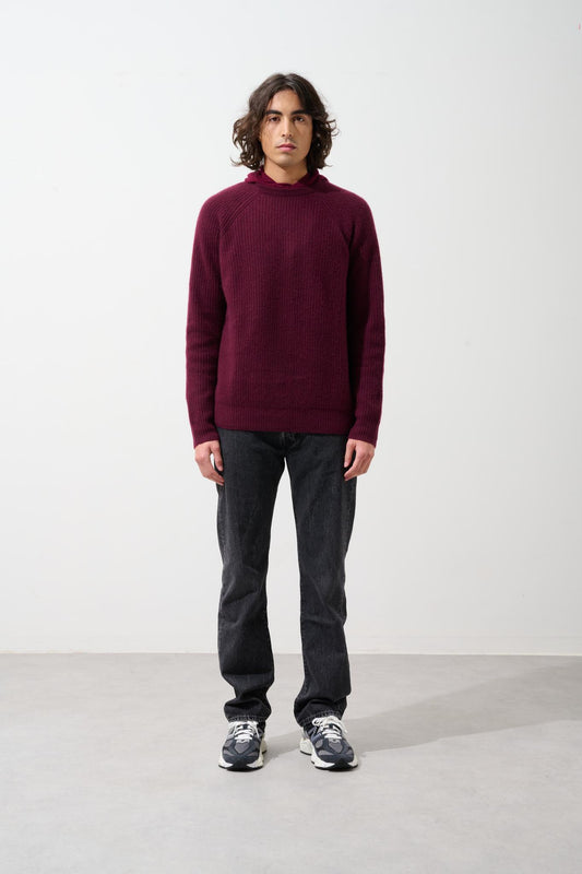 CABANES 4-thread mulberry round-neck sweater 100% cashmere