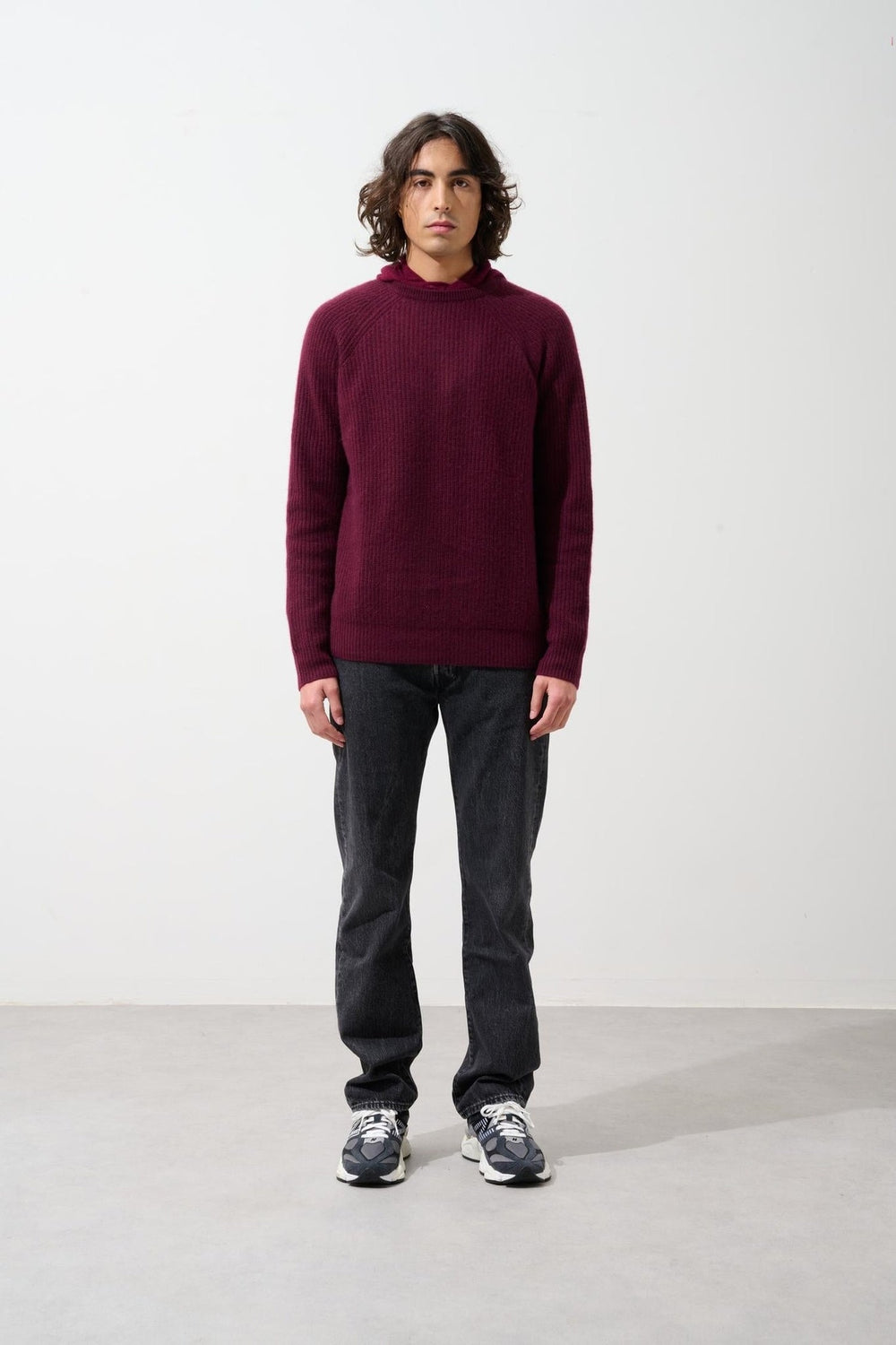 CABANES 4-thread mulberry round-neck sweater 100% cashmere