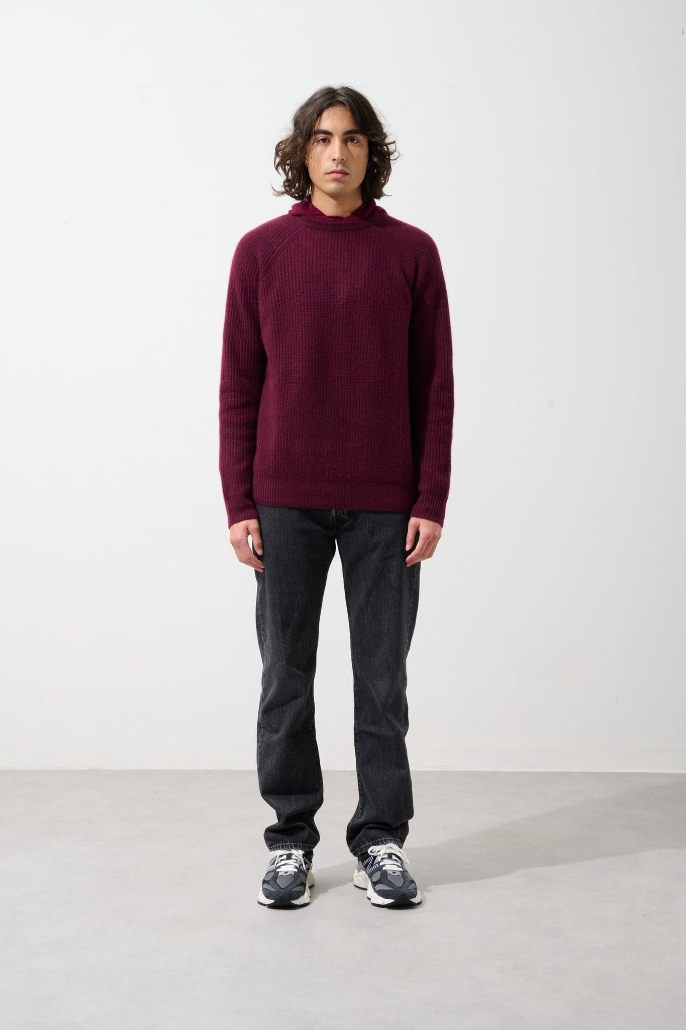 CABANES 4-thread mulberry round-neck sweater 100% cashmere