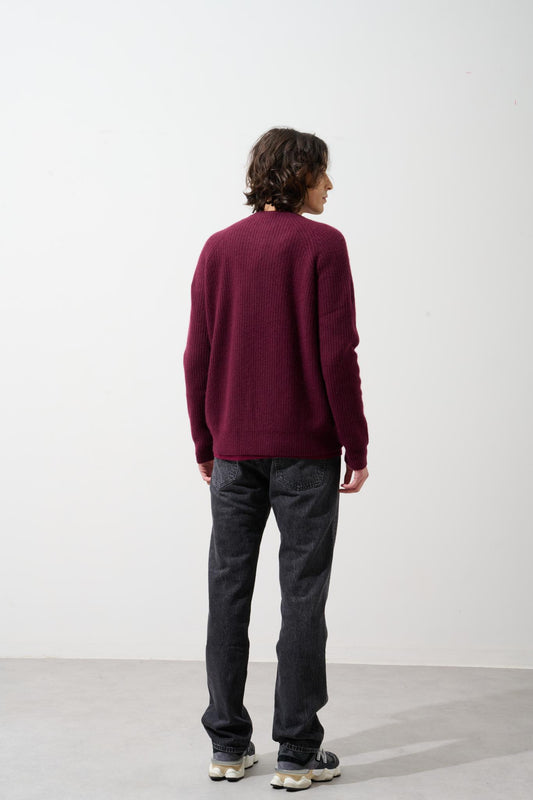CABANES 4-thread mulberry round-neck sweater 100% cashmere