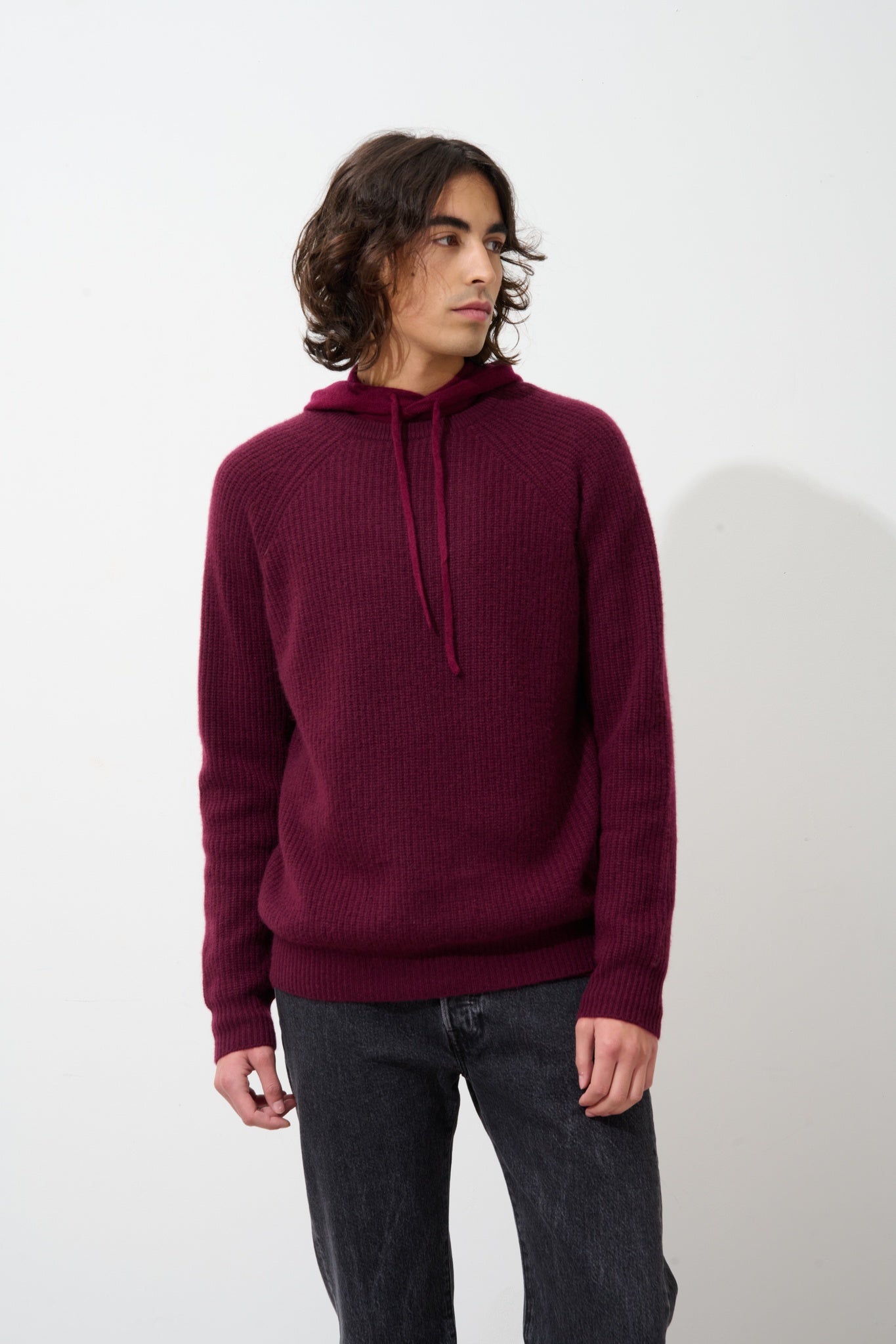CABANES Pullover mit Rundhalsausschnitt 4 Fäden Brombeere 100% Kaschmir