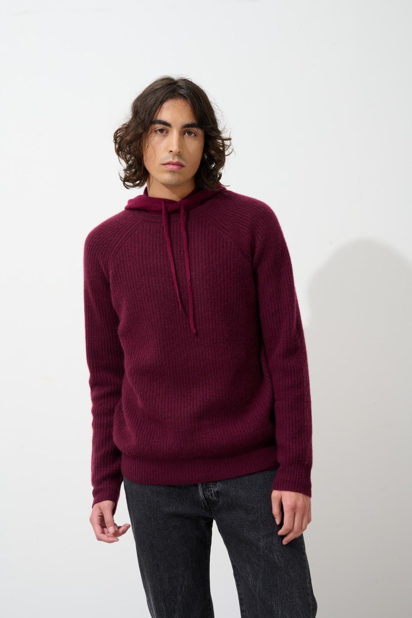 CABANES 4-thread mulberry round-neck sweater 100% cashmere