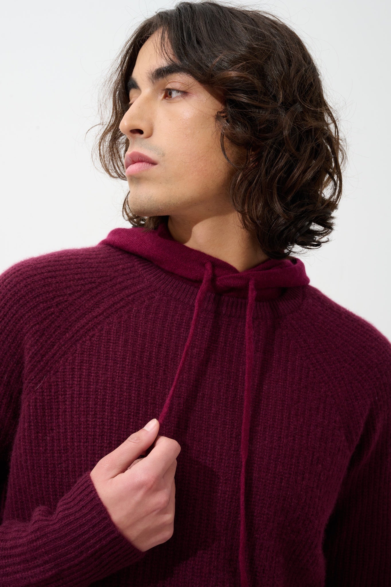 CABANES Pullover mit Rundhalsausschnitt 4 Fäden Brombeere 100% Kaschmir