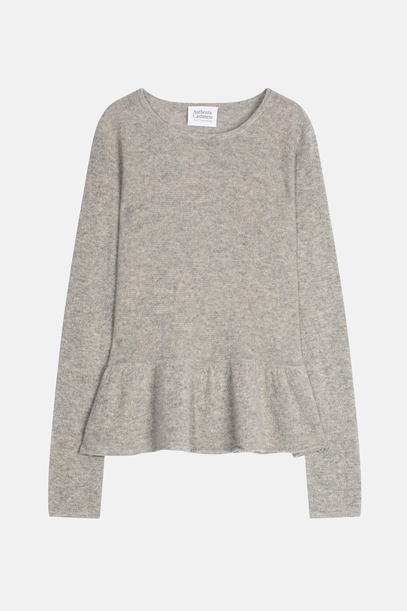 CADAIR round-neck sweater cloudy ruffled bottom 100% cashmere