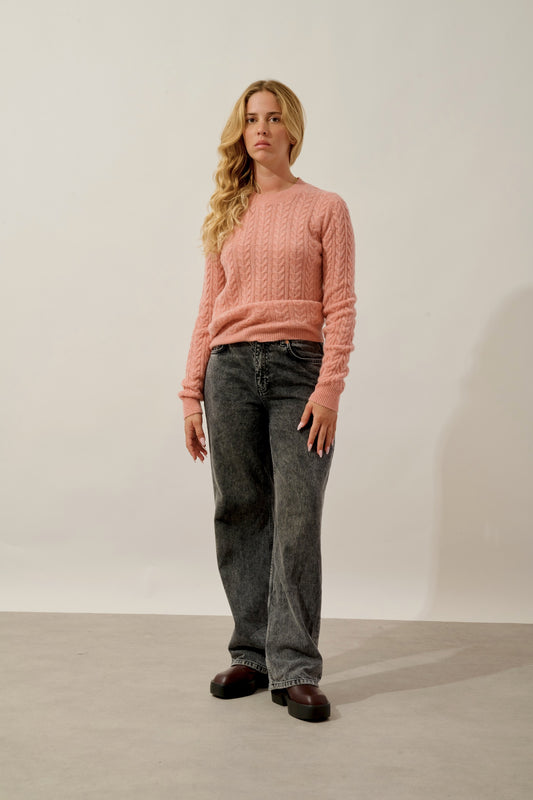 CAELITH pull col rond 4 fils corail chiné 100% cachemire