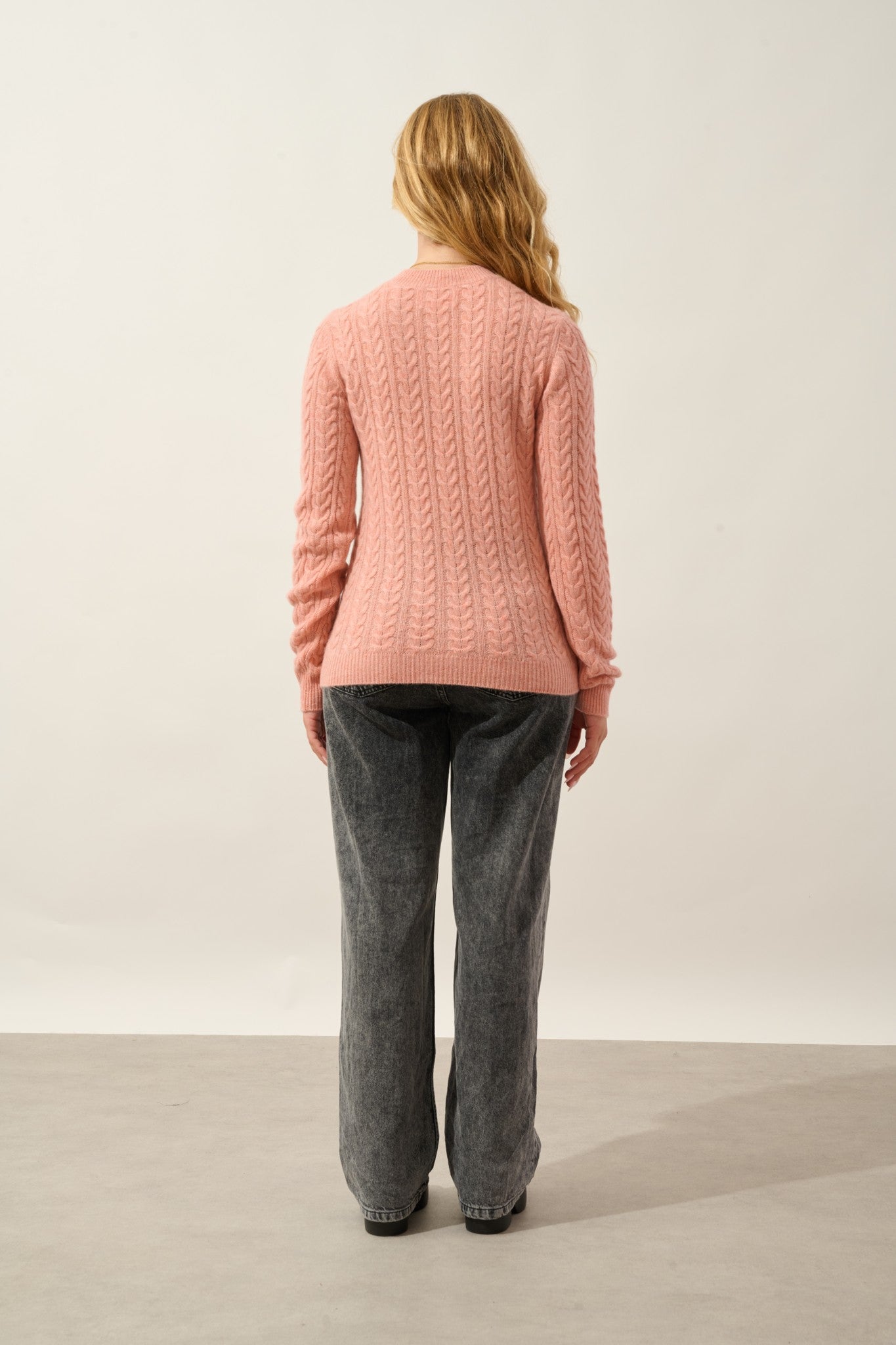 caelith pull col rond 4 fils corail chiné 100% cachemire