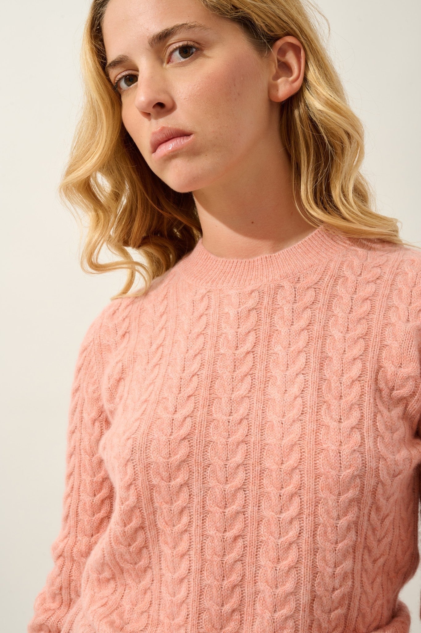 caelith pull col rond 4 fils corail chiné 100% cachemire