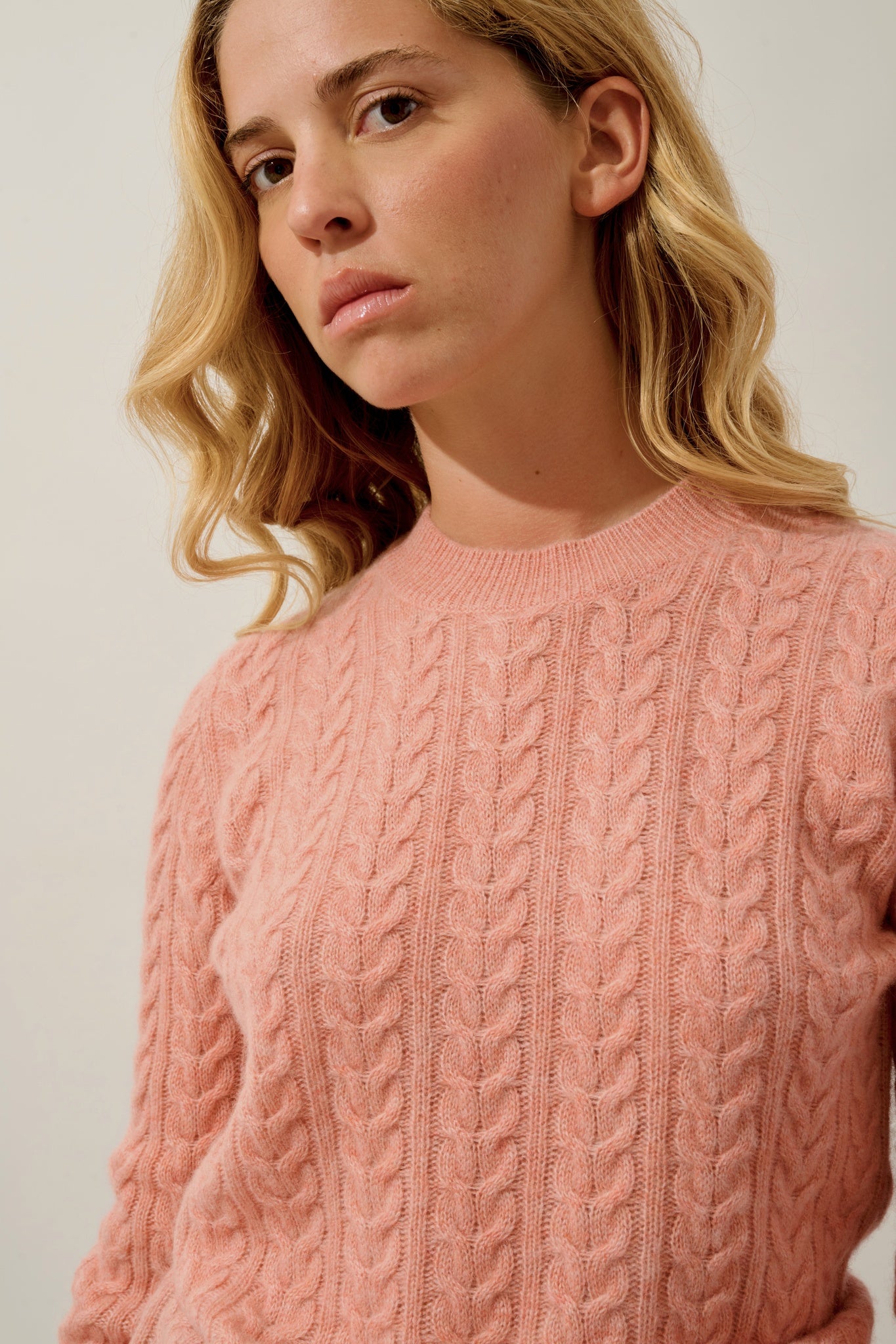 CAELITH pull col rond 4 fils corail chiné 100% cachemire