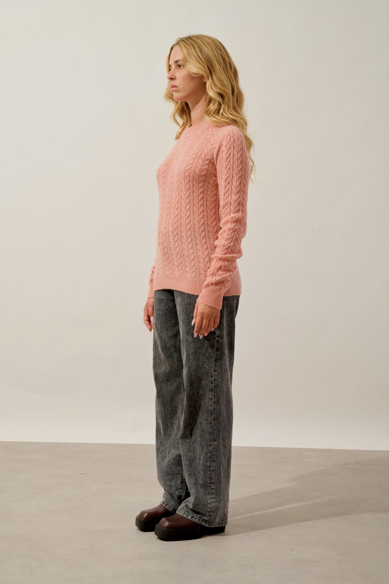 CAELITH pull col rond 4 fils corail chiné 100% cachemire