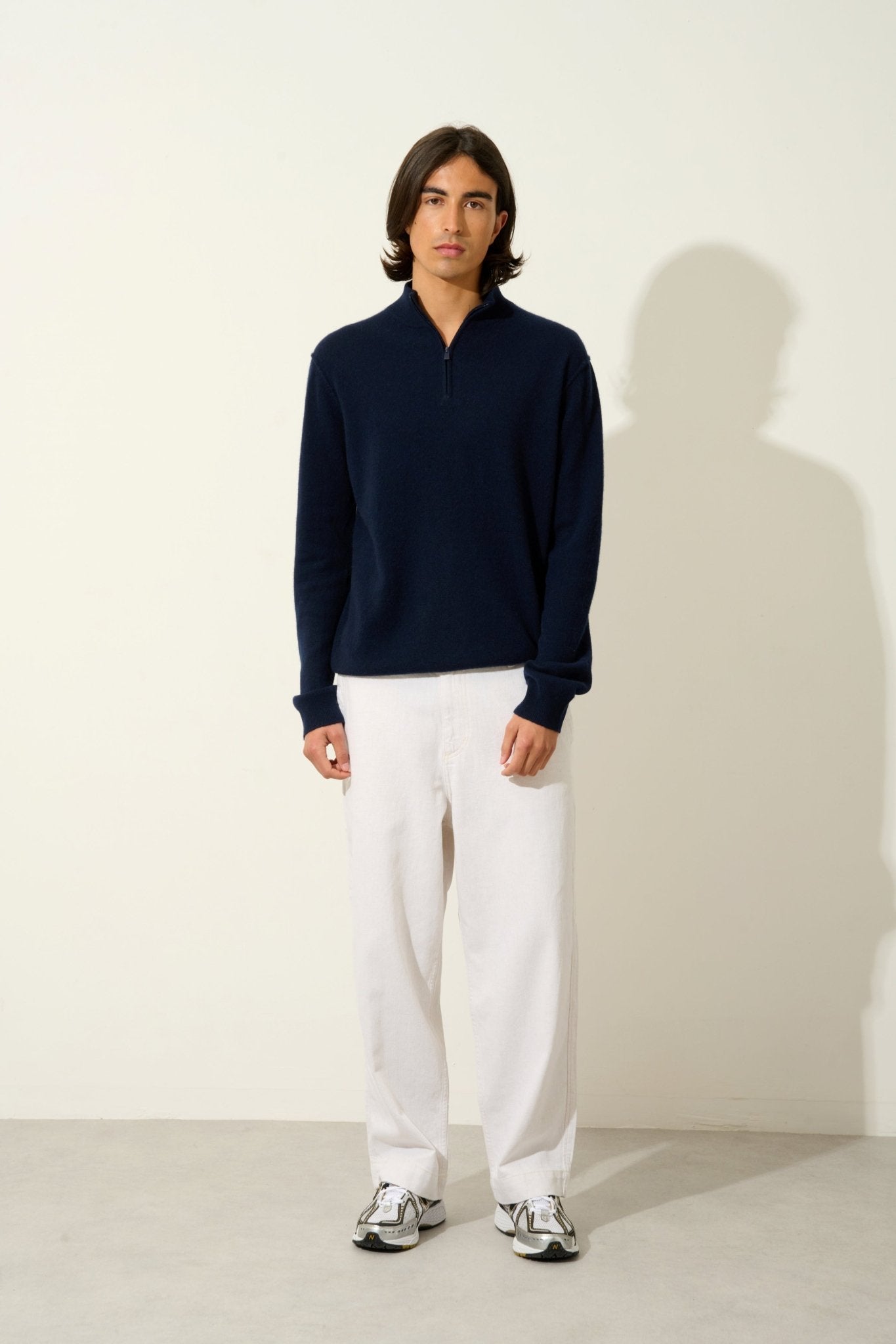 CANDICE navy trucker sweater 100% cashmere