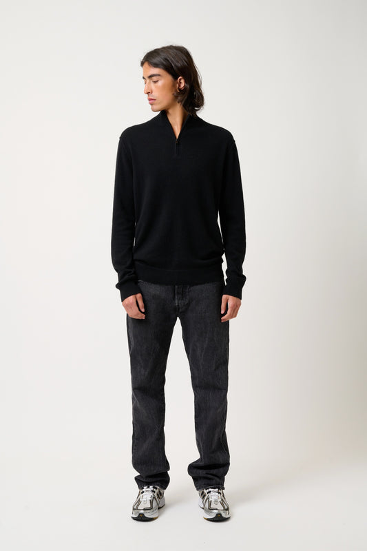 CANDICE pull camionneur noir 100% cachemire