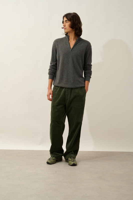 CANDICE pull camionneur anthracite chiné 100% cachemire