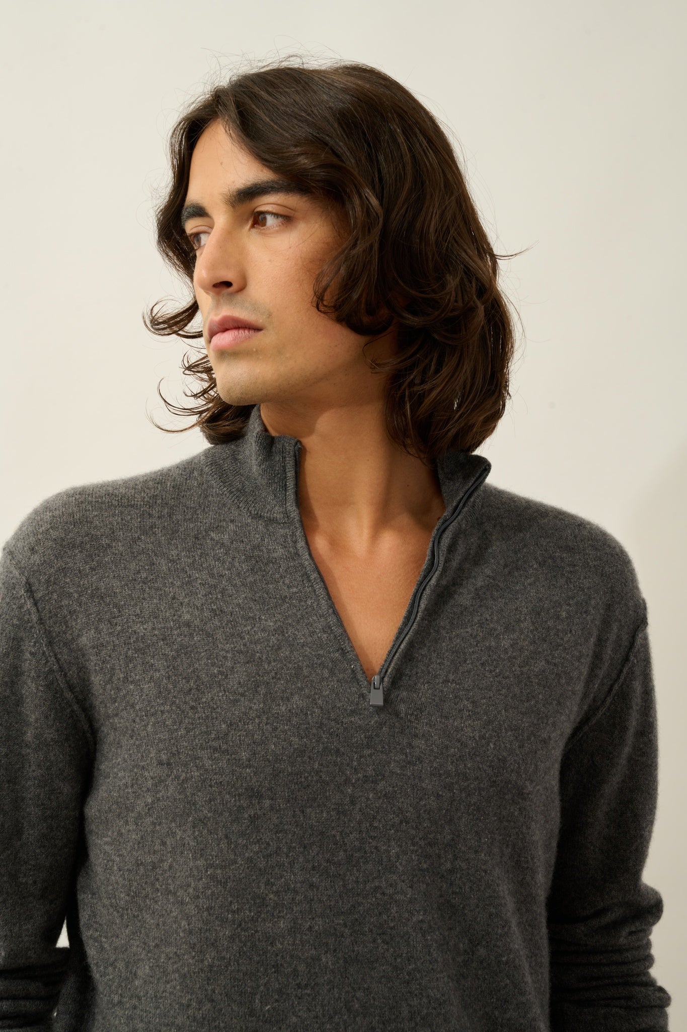 CANDICE pull camionneur anthracite chiné 100% cachemire