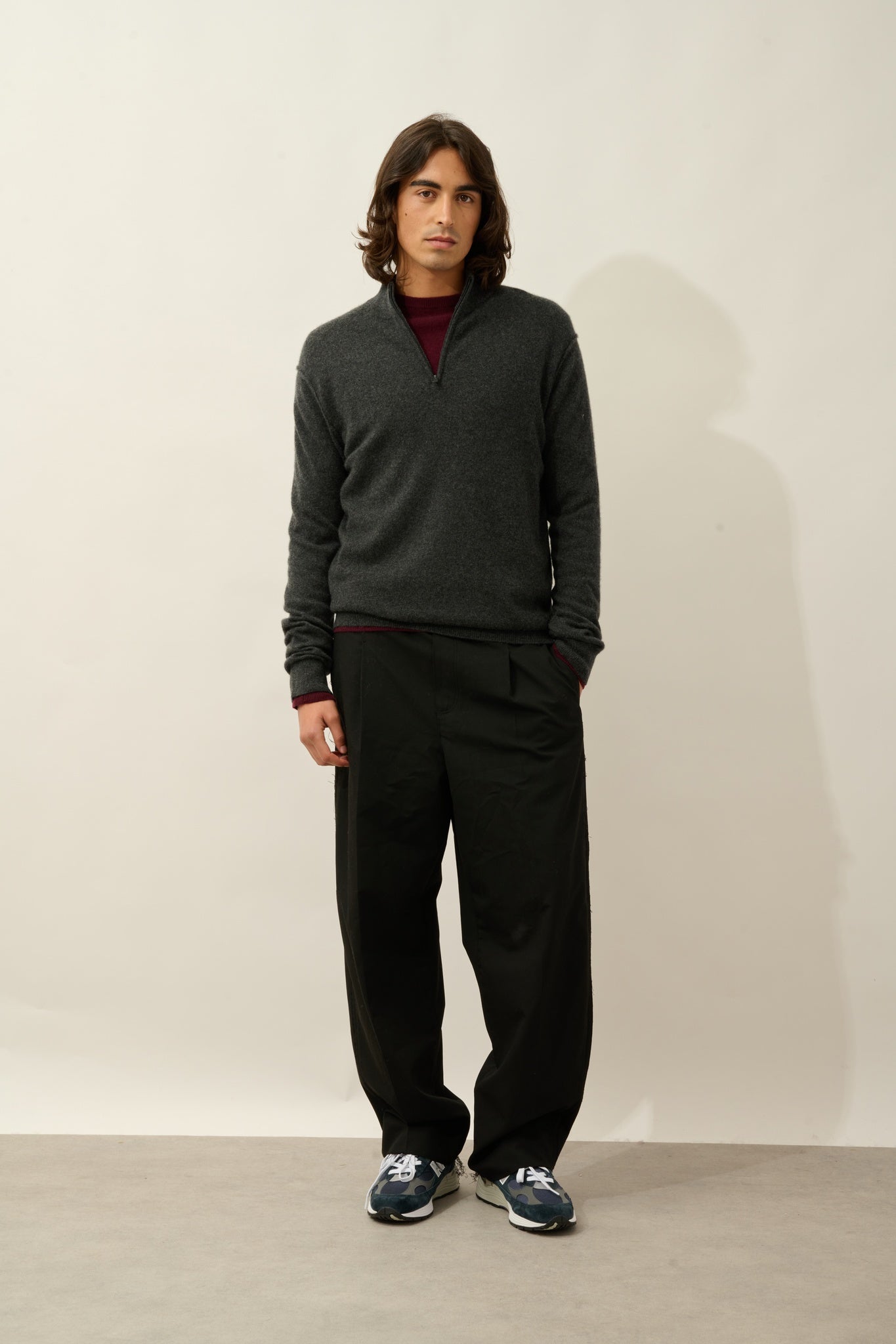 CANDICE pull camionneur carbone chiné 100% cachemire