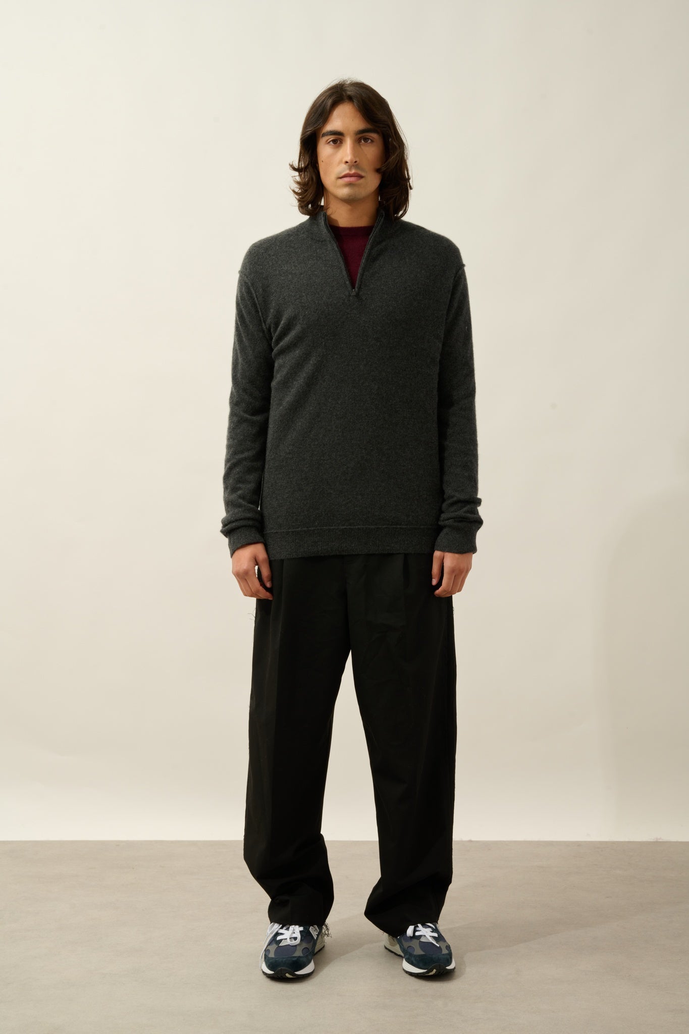 CANDICE pull camionneur carbone chiné 100% cachemire