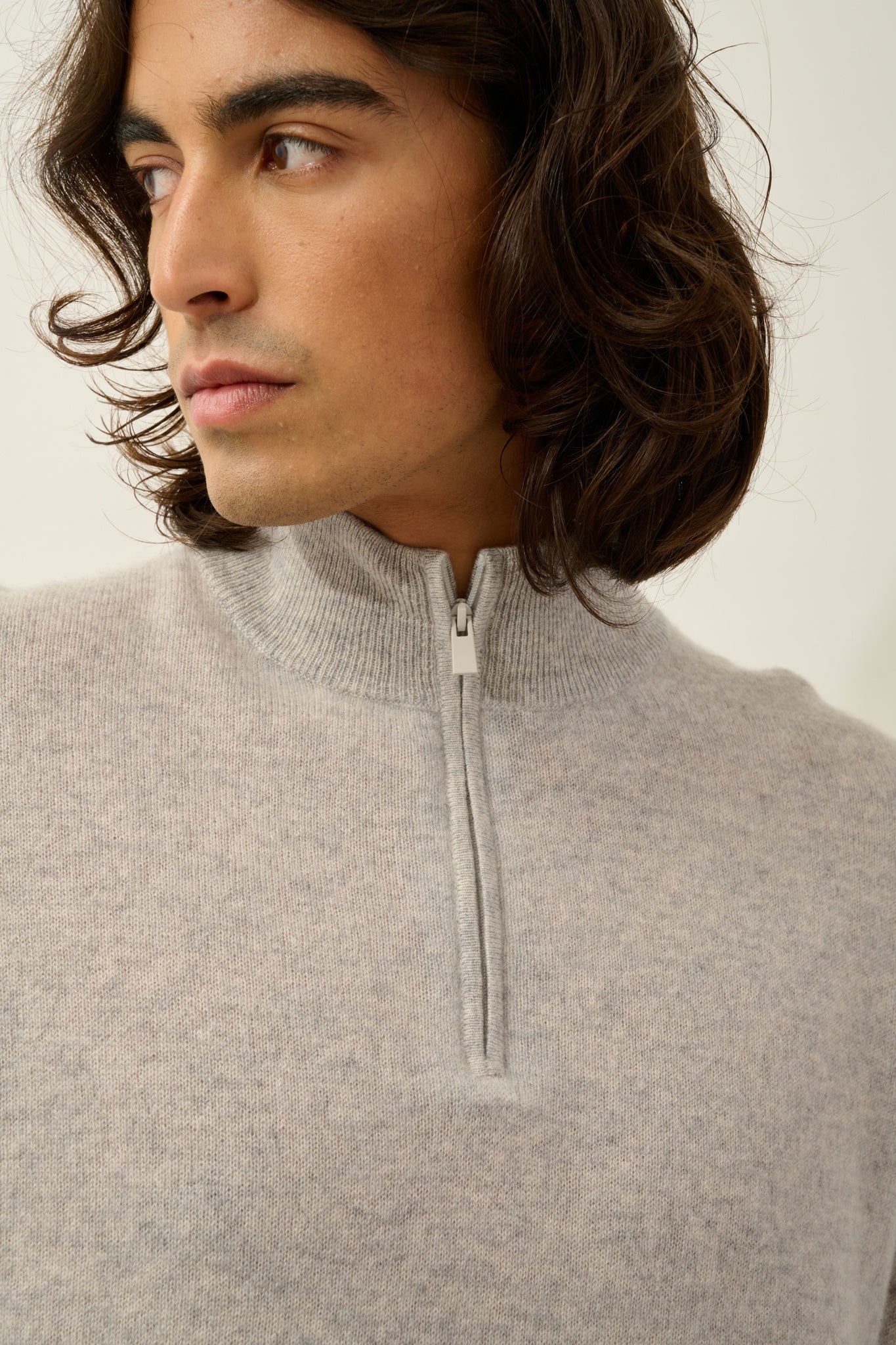 CANDICE pull camionneur gris clair chiné 100% cachemire