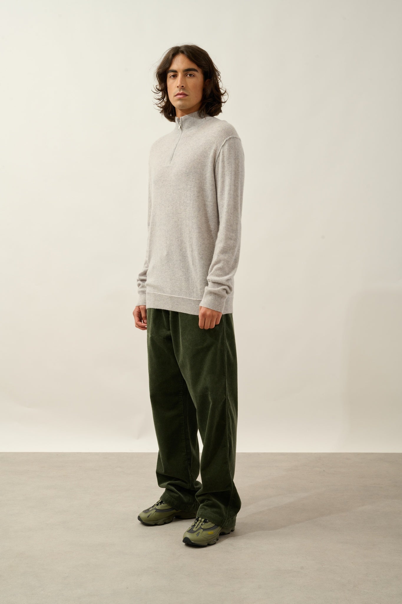 CANDICE pull camionneur gris clair chiné 100% cachemire