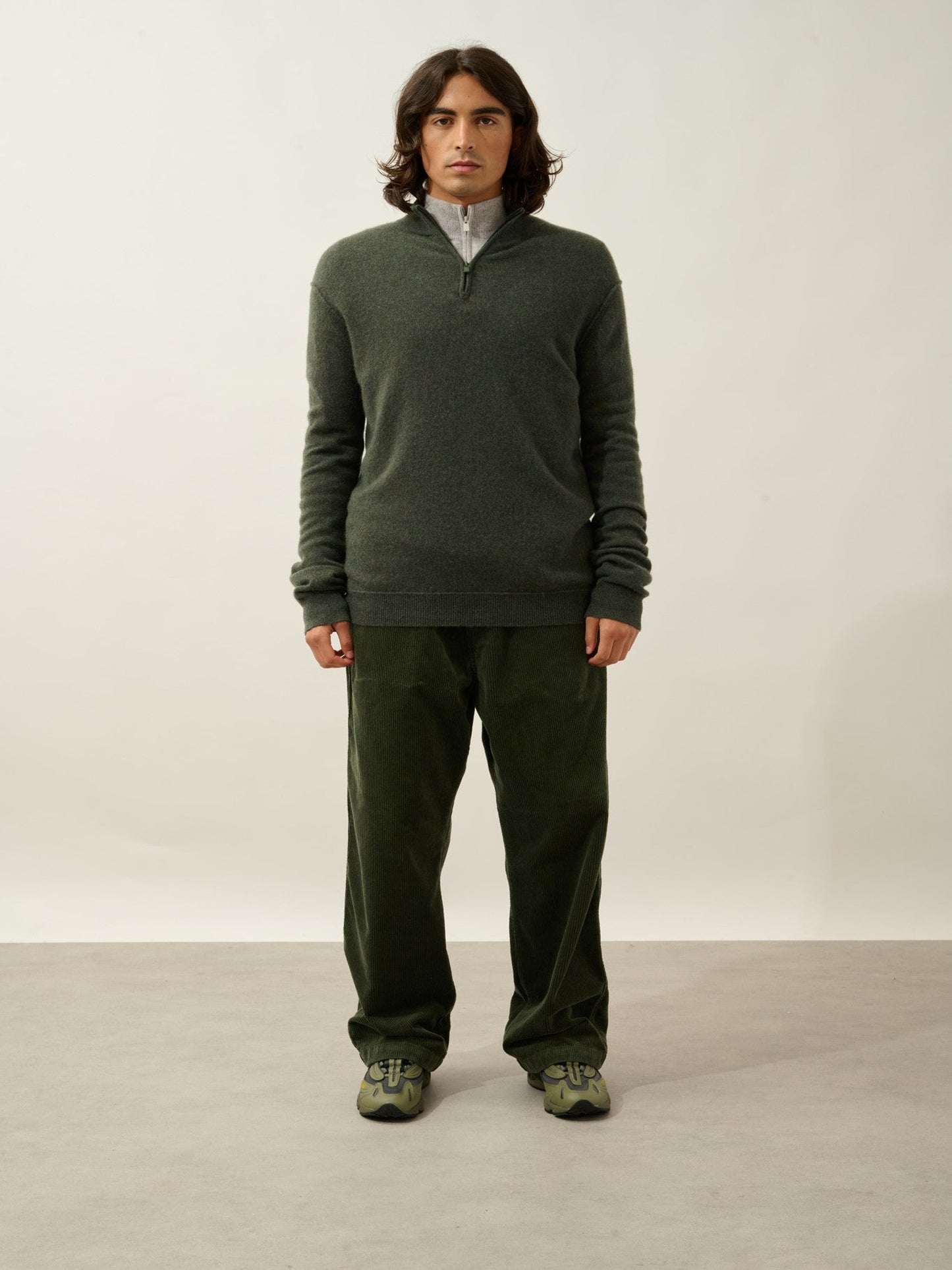 candice pull camionneur kaki chiné 100% cachemire