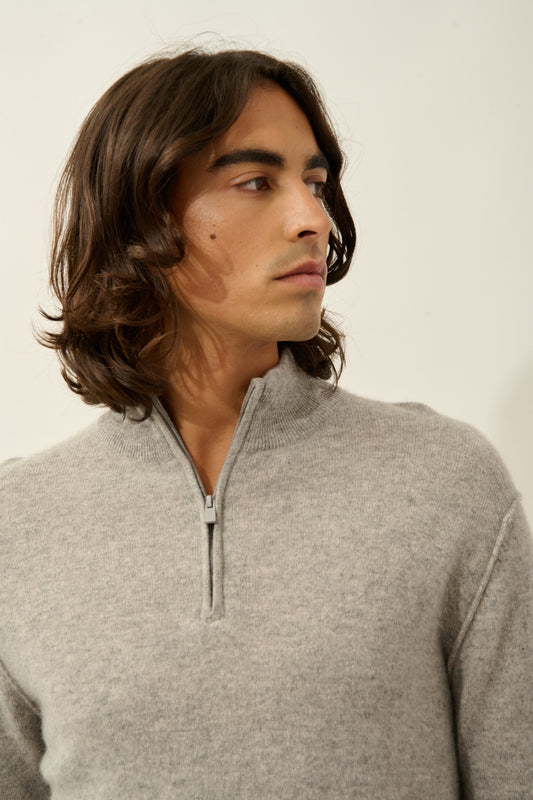 CANDICE pull camionneur nuage chiné 100% cachemire