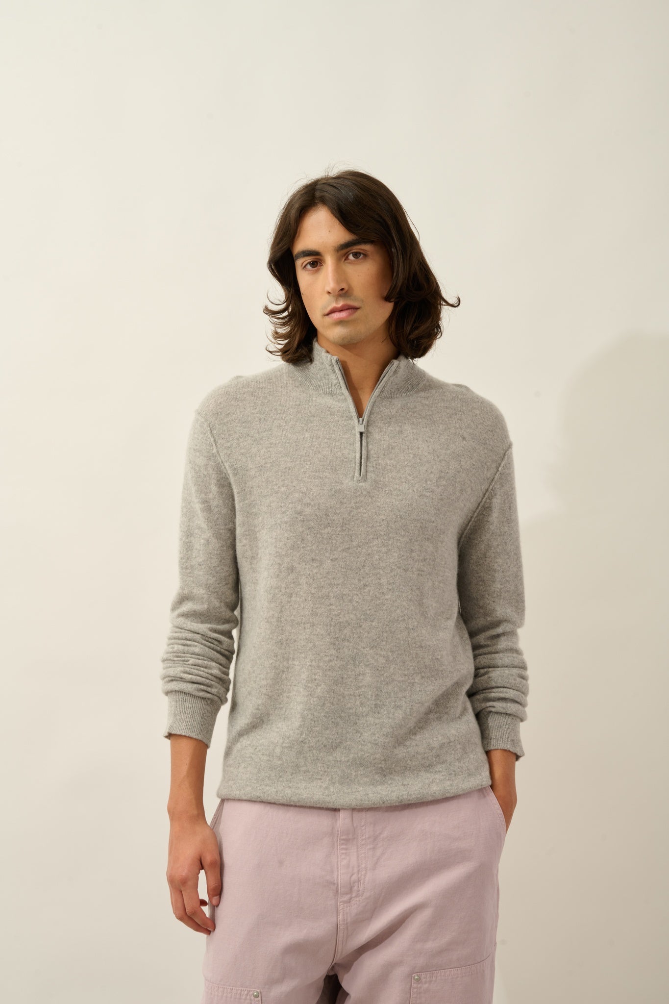 CANDICE pull camionneur nuage chiné 100% cachemire