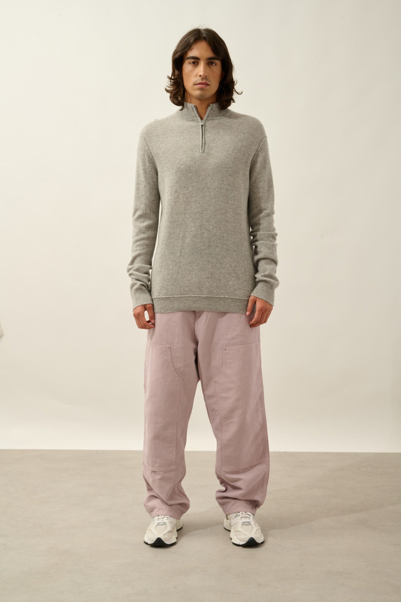 CANDICE pull camionneur nuage chiné 100% cachemire