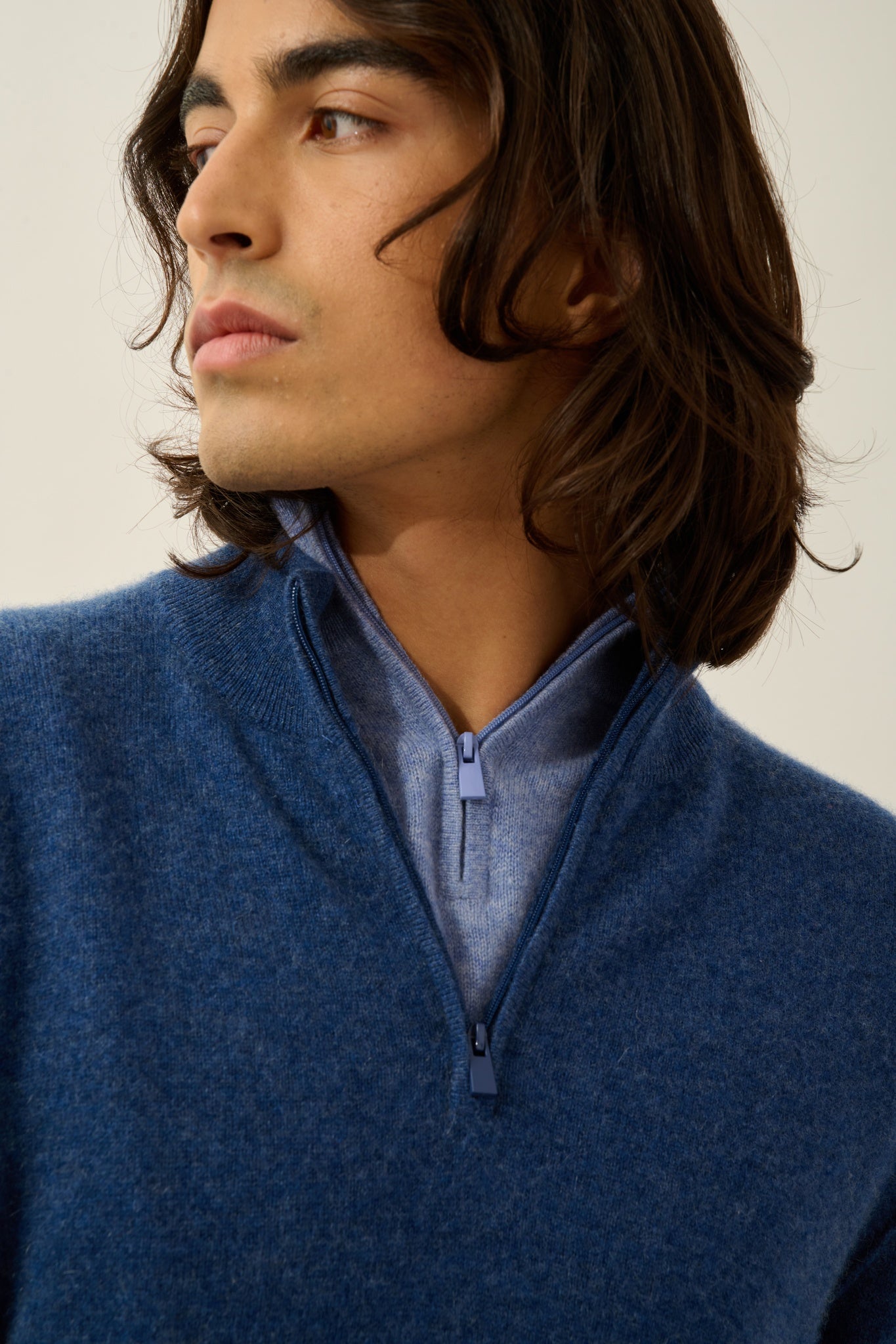 CANDICE pull camionneur ocean chiné 100% cachemire