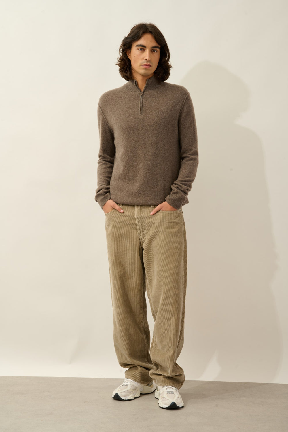 candice pull camionneur taupe chiné 100% cachemire