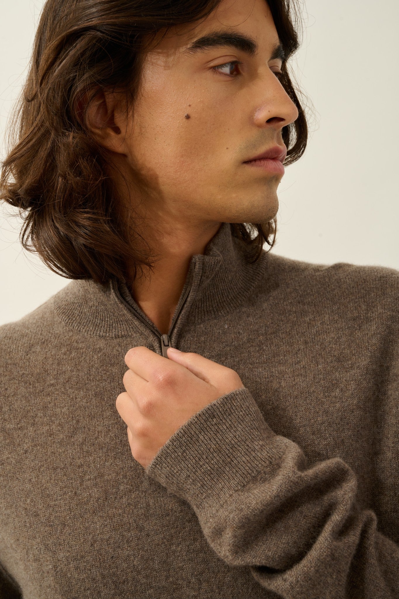 candice pull camionneur taupe chiné 100% cachemire