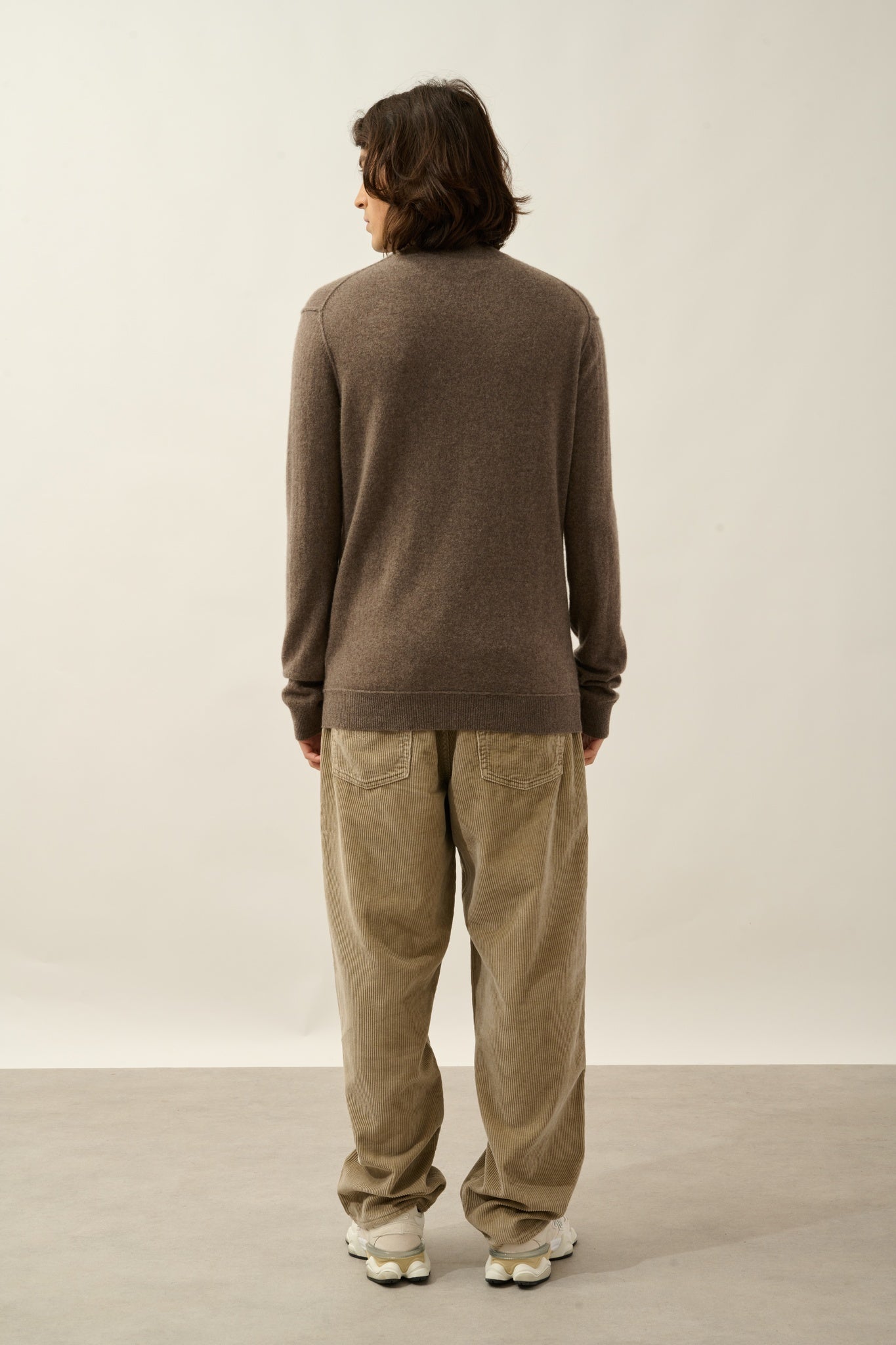 CANDICE pull camionneur taupe chiné 100% cachemire