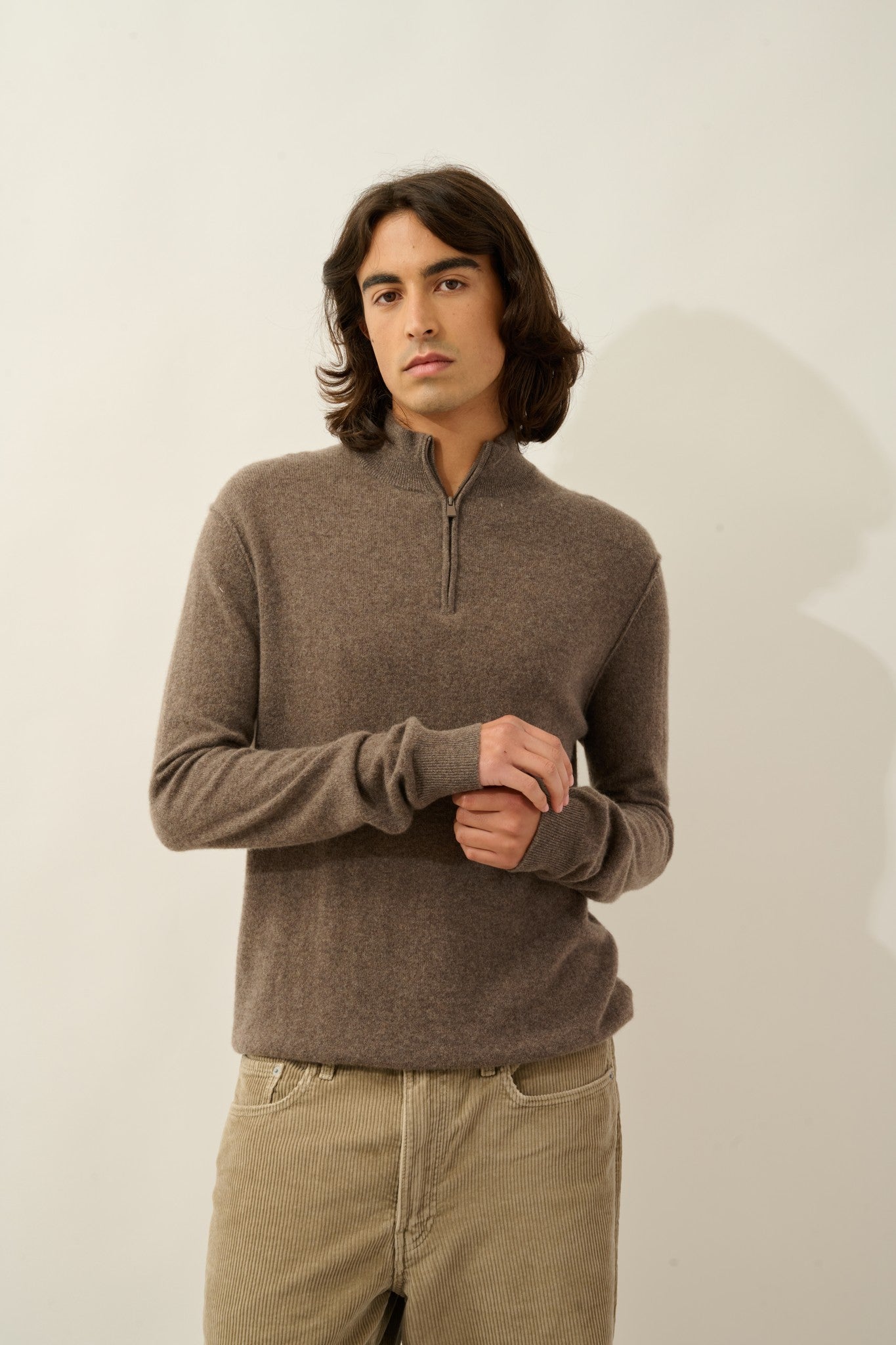 candice pull camionneur taupe chiné 100% cachemire