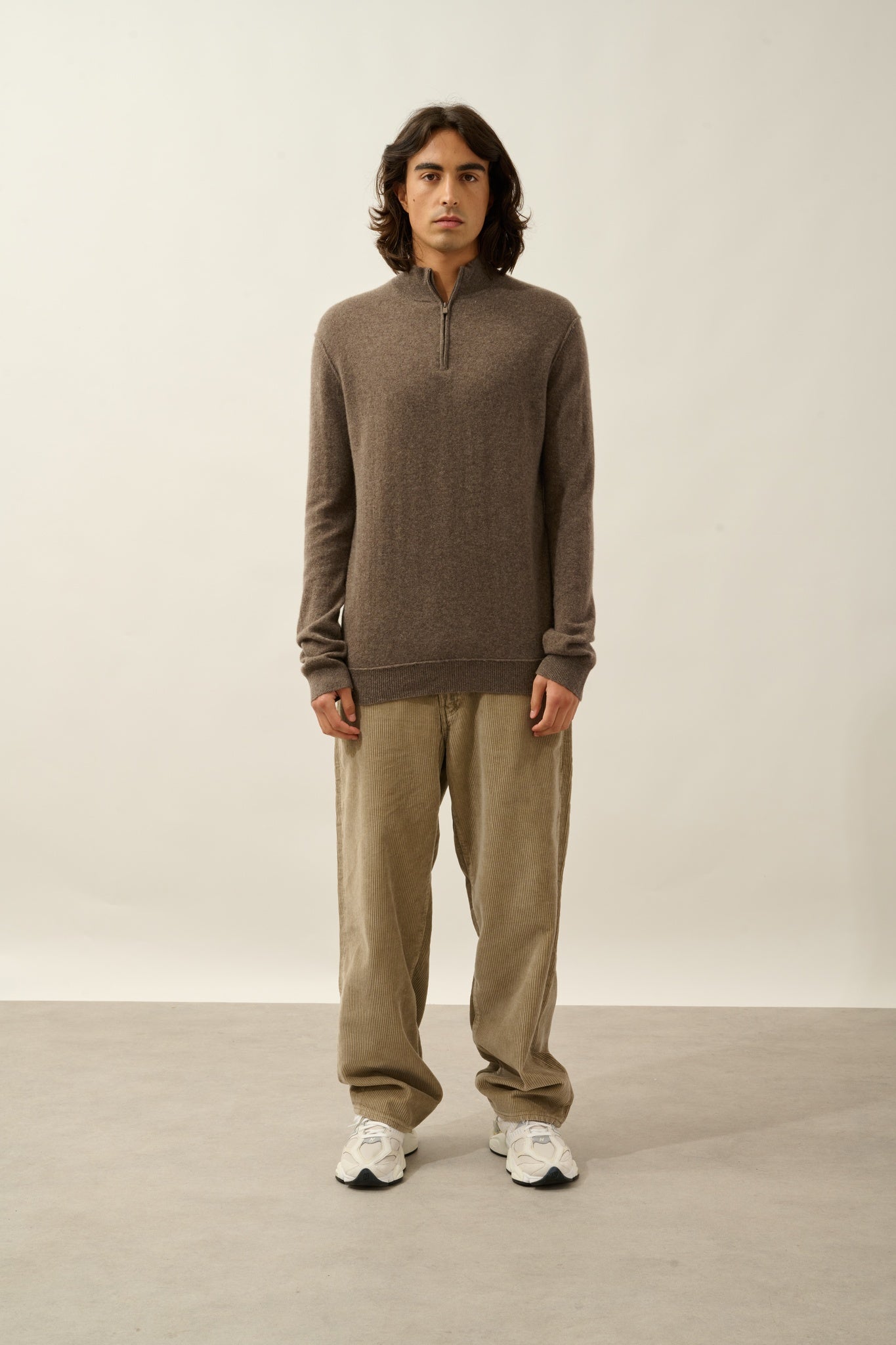 CANDICE pull camionneur taupe chiné 100% cachemire