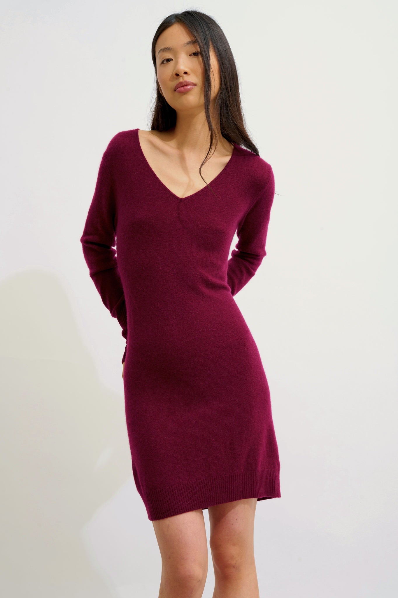 sachin and babi light blue dress Retro Burgundy Knee Length Party Dress With Long Sleeves Bow Knot