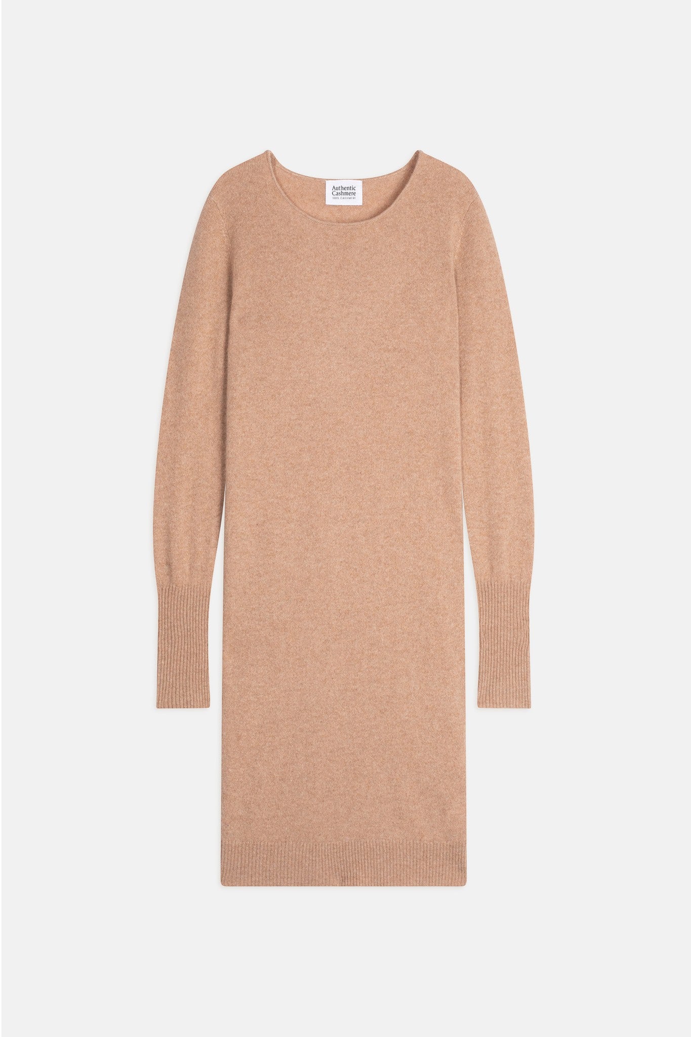 capelet robe col v camel chiné 100% cachemire