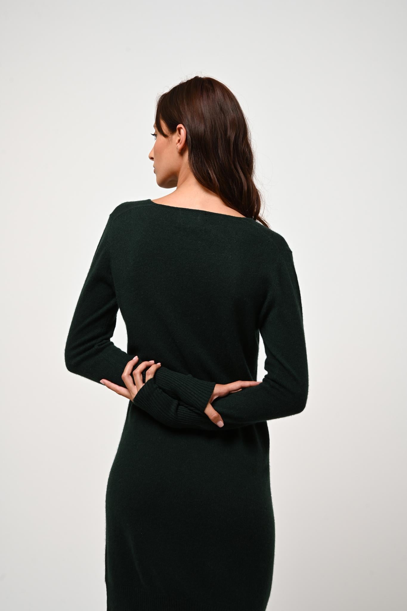 CAPELET cypress v-neck dress 100% cashmere