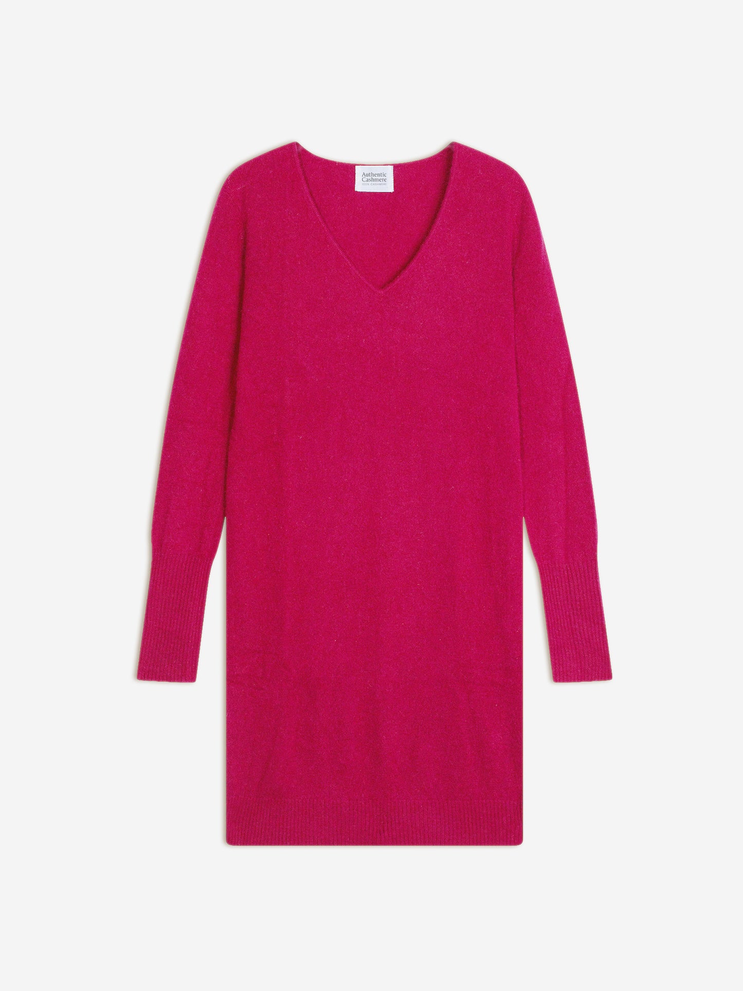 CAPELET v-neck dress fuchsia 100% cashmere