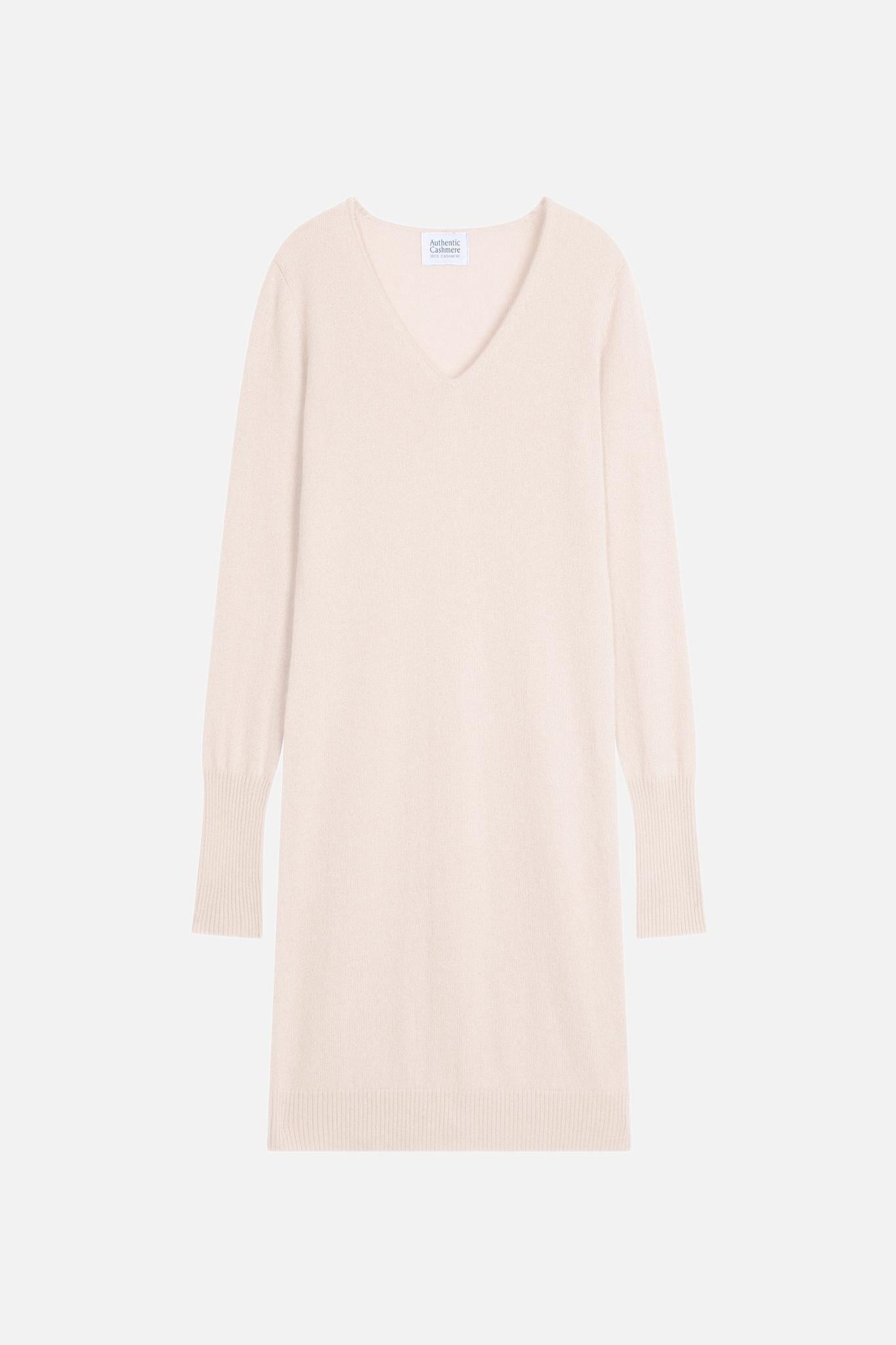 CAPELET ivory v-neck dress 100% cashmere