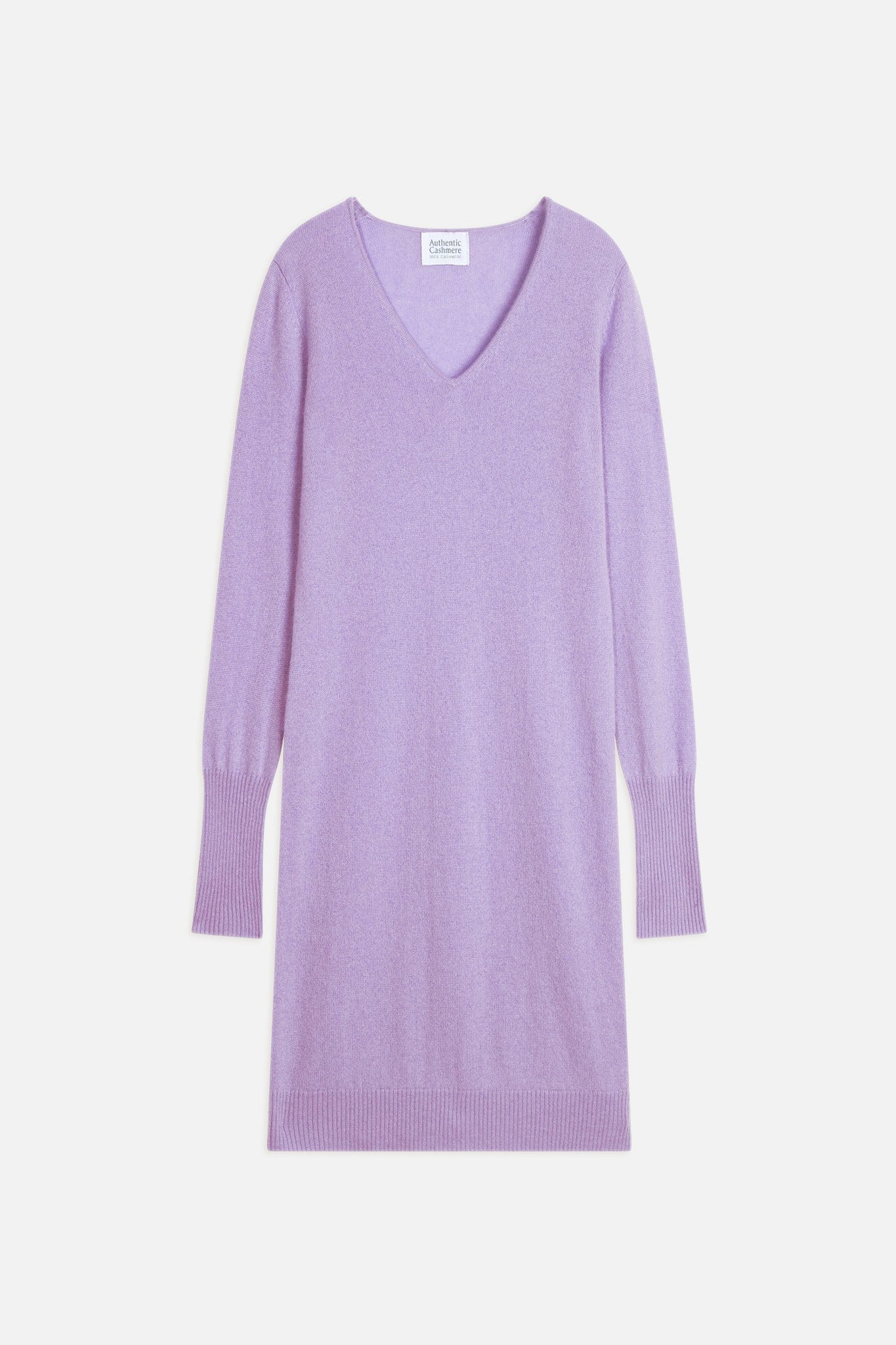 capelet robe col v mauve 100% cachemire