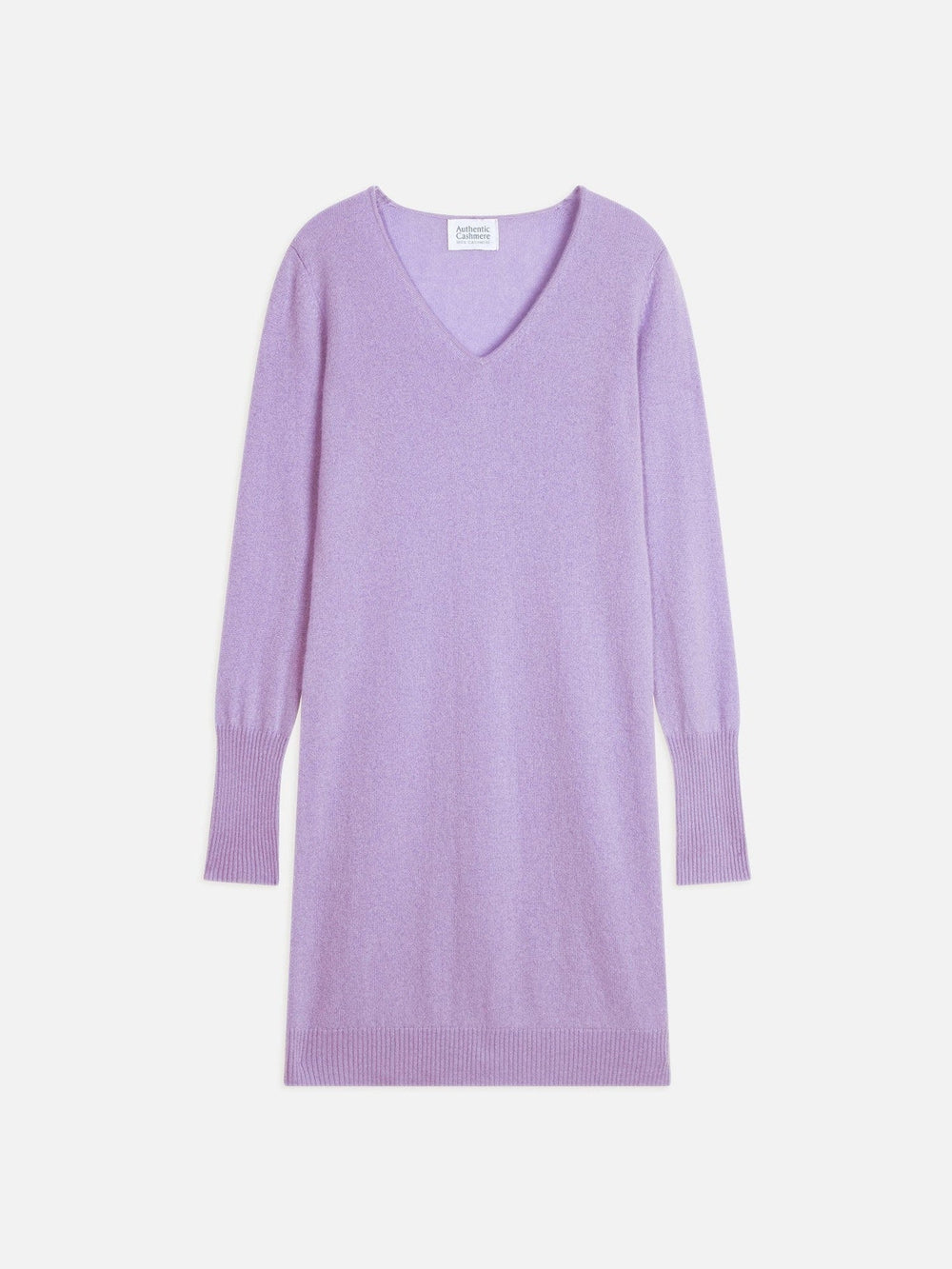 capelet robe col v mauve 100% cachemire