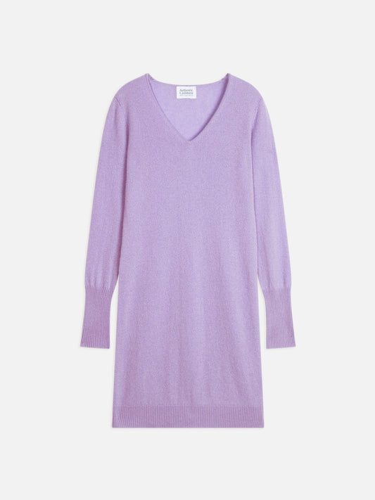 capelet robe col v mauve 100% cachemire