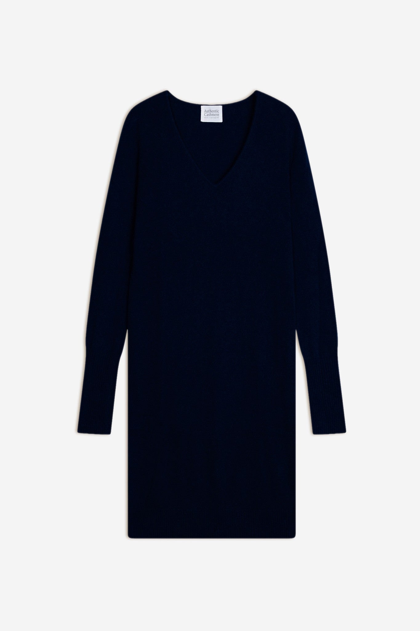 capelet robe col v navy 100% cachemire
