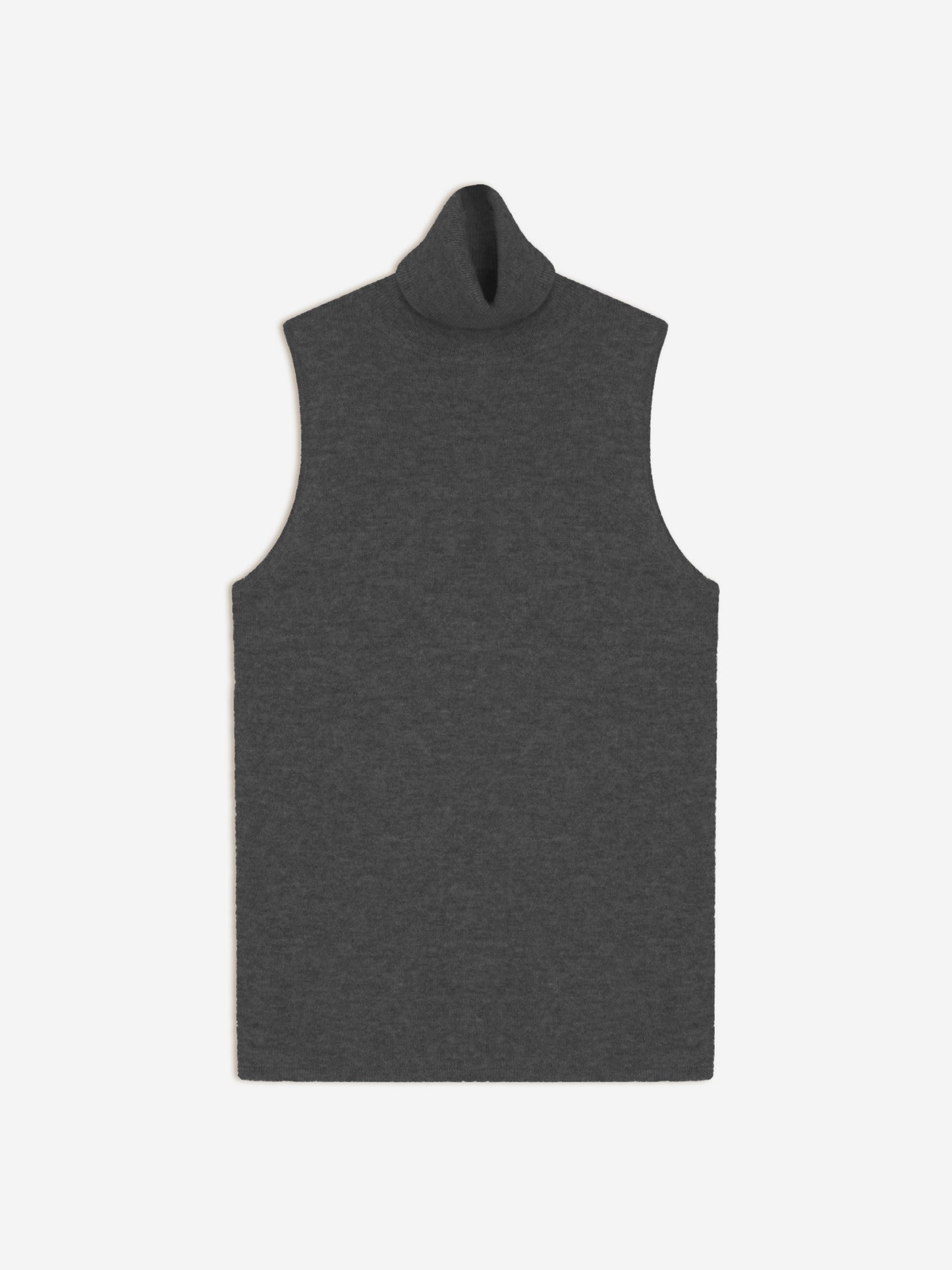 CAPUCIN pull col roulé sans manches anthracite chiné 100% cachemire