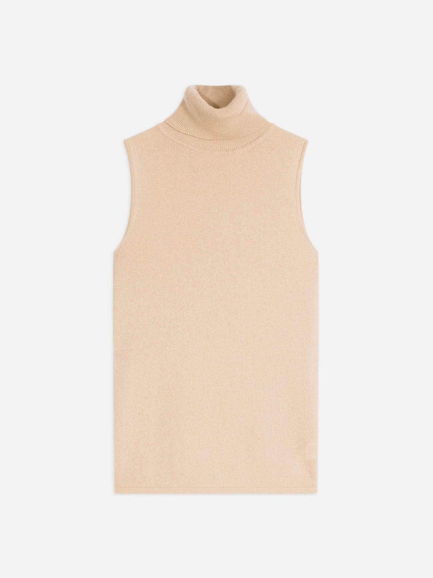 CAPUCIN sleeveless turtleneck sweater sand 100% cashmere