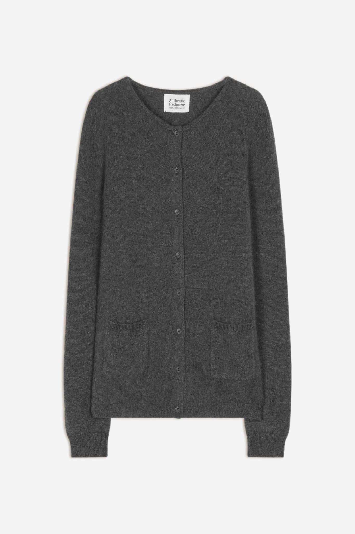 caron cardigan col rond anthracite chiné 100% cachemire