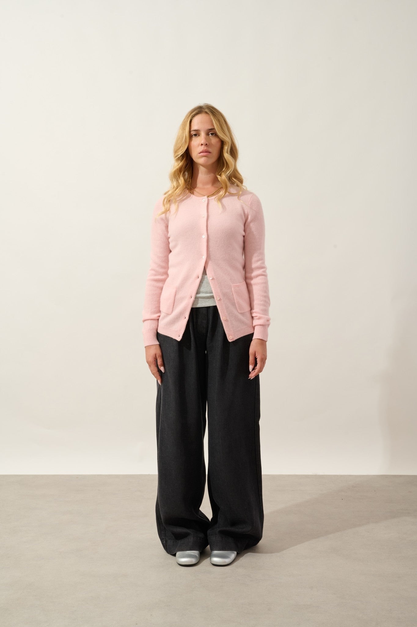 caron cardigan col rond ballerine 100% cachemire