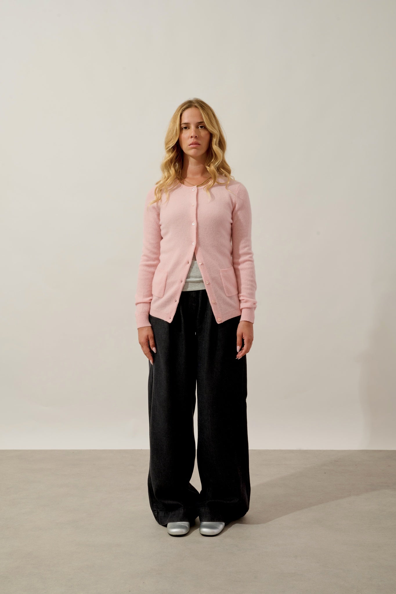 CARON cardigan col rond ballerine 100% cachemire