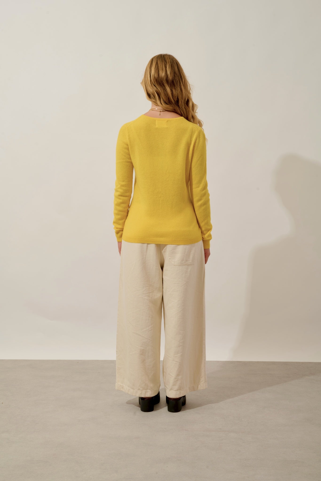 CARON cardigan col rond cédrat 100% cachemire