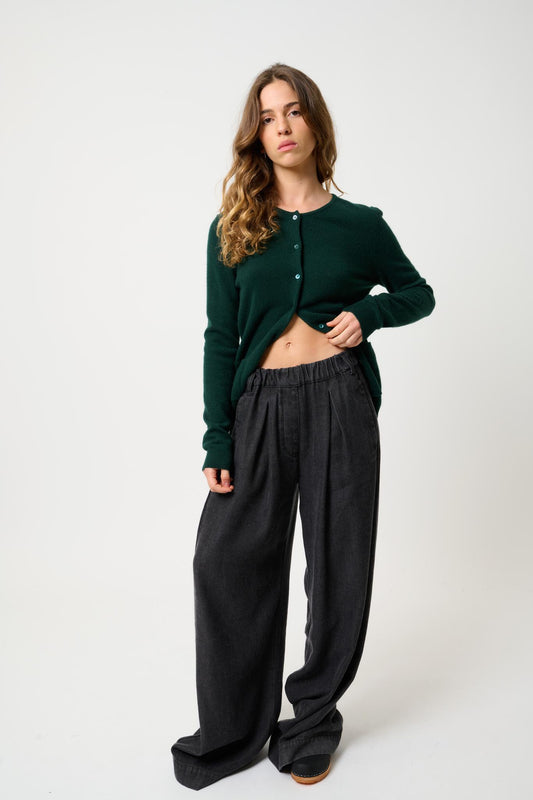 CARON cardigan round neck cypress 100% cashmere