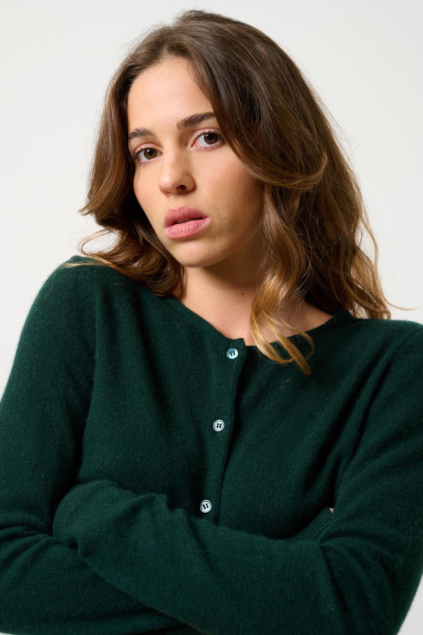 CARON cardigan round neck cypress 100% cashmere