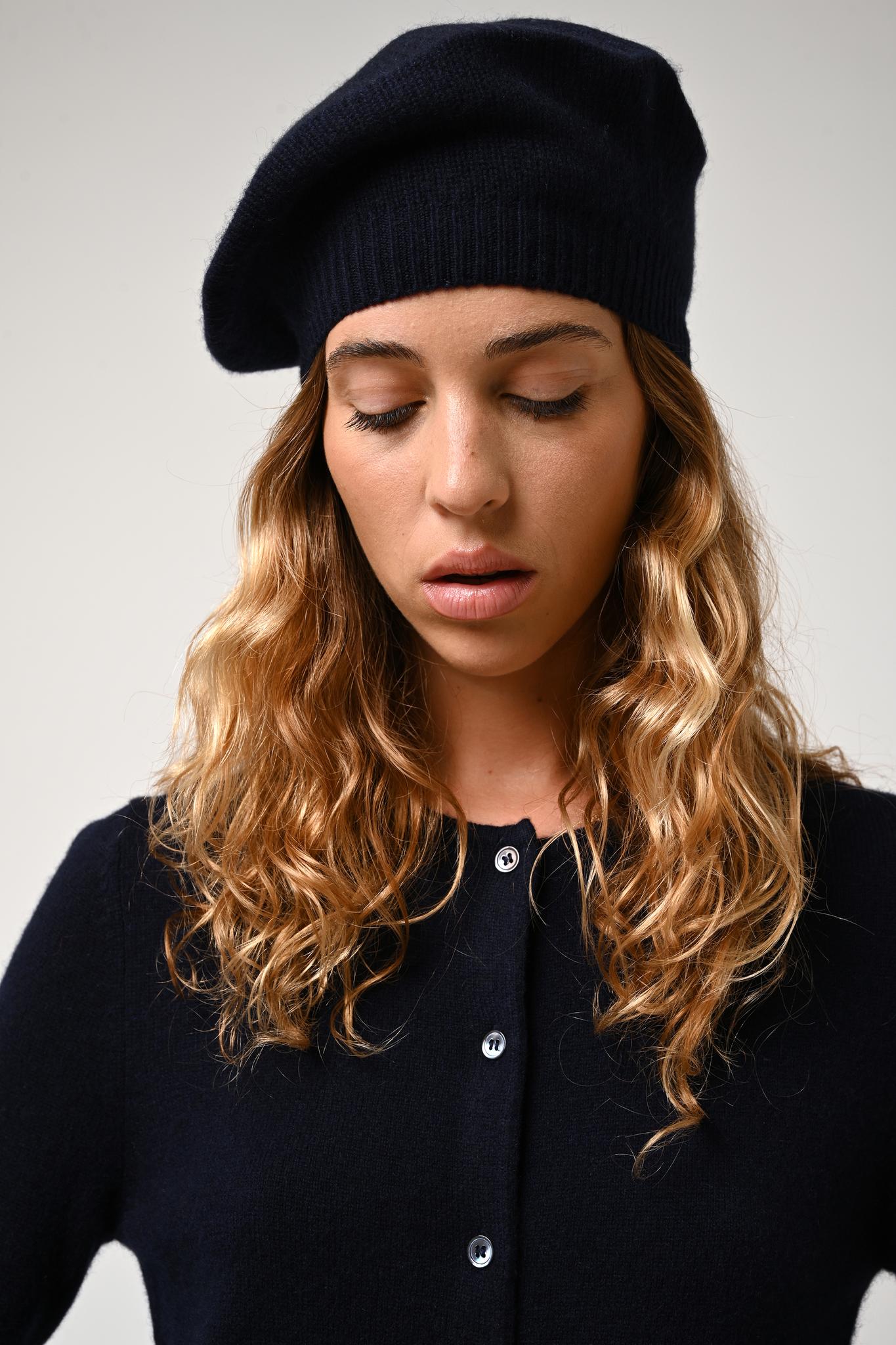 CARON cardigan round neck navy 100% cashmere